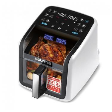 Imagem de Fritadeira Elétrica Air Fryer Gourmia Branca 6,6L Janela Panorâmica 12 Programas FryForce 360 1500W 110V