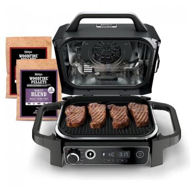 Imagem de Ninja OG701 Churrasqueira Woodfire 7 em 1 - Air Fryer, Assar, Grelhar e Defumar com Pellets de Madeira, Portátil e Elétrica, Cinza