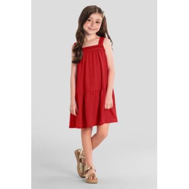 Imagem de Vestido infantil menina malha artesanal Mundi, 8, Vermelho