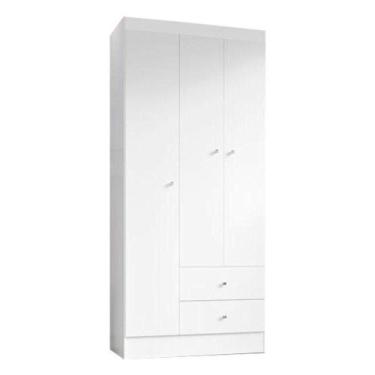 Imagem de Guarda Roupa Solteiro Versa 3 Portas Branco Rosa Flex Fosco - Kits Par