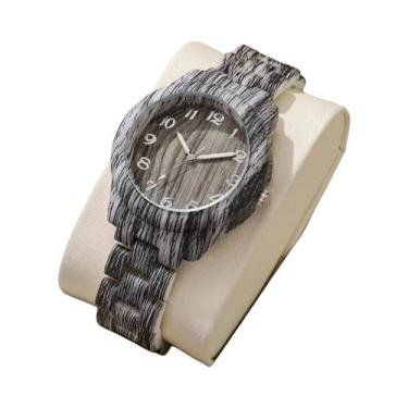 Imagem de Relógio Feminino Casual Com Padrão De Madeira, Pulseira De Plástico, R