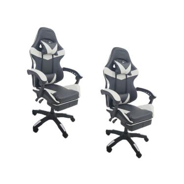 Imagem de Kit 2 Cadeiras Gamer Stillus Oficial Apoio De Pés Preta / Branca