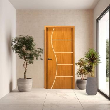 Imagem de Folha de Porta Frisada S/f 2100x700x35 - Cod 7 Gitale Portas Marrom