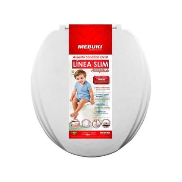 Imagem de Assento Tampa Vaso Oval Almofadado Slim Branco Mebuki, Branco