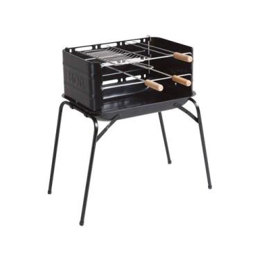 Imagem de Churrasqueira a Carvão Mor Montana - com Grelha e 2 Espetos, Preto, N/