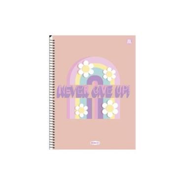 Imagem de Caderno Universitário Capa Dura 1 Matéria 80 Folhas Rosa Arcoíris - An