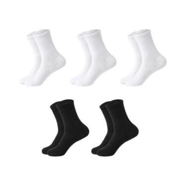 Imagem de Meias De Algodão Masculinas Pretas Com Compressão E Amortecimento, 5 P