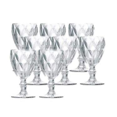 Imagem de Jogo 8 Taças De Vidro Diamond Cor Transparente Para água Vinho Lyor 32