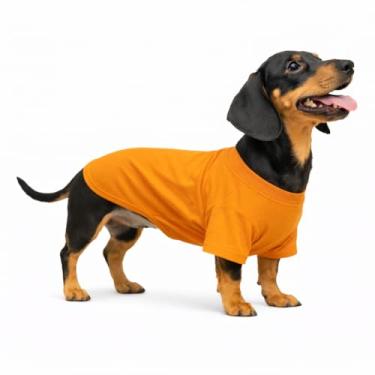 Imagem de Lovelonglong Roupas para animais de estimação fantasias para cães Dachshund roupas camisetas em branco para cães Dachshund, Corgi 100% algodão laranja D-S