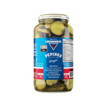 Imagem de Pepinos Rodelas Agridoce Em Conserva Hemmer 800g, 440g