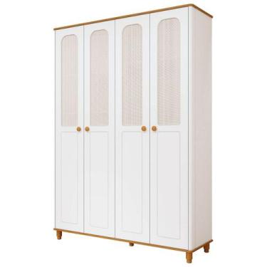 Imagem de Guarda Roupa Infantil Alfajor 04 portas MDF Retrô Permobili -, Branco 