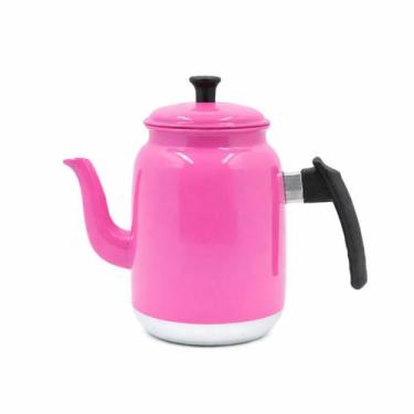 Imagem de Bule De Café Bojudo 1,5l em Alumínio Colorido com Tampa - Global, Rosa