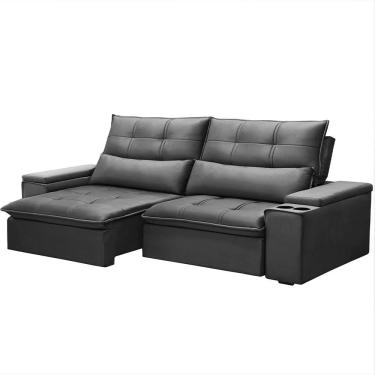 Imagem de Sofá Retrátil Reclinável 3 Lugares 210cm Moritz F05 Veludo Grafite - Mpozenato