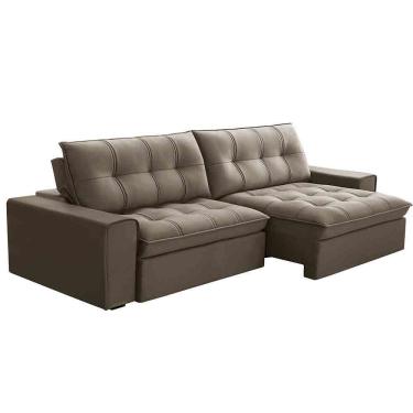 Imagem de Sofá Retrátil Reclinável 3 Lugares 250cm Argon F05 Veludo Castor - Mpozenato