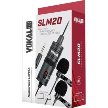 Imagem de Microfone de Lapela Duplo SLM20 com Captação de Som Nítida e Clara Omnidirecional Preto...