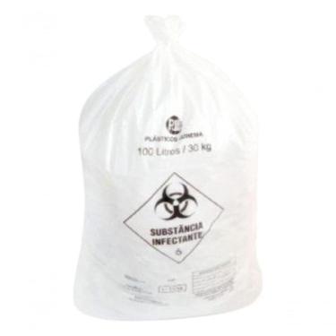 Imagem de Saco de Lixo Infectante 30L Ideal para Materiais Infectados Kit 2x100 Unidades Branco H...