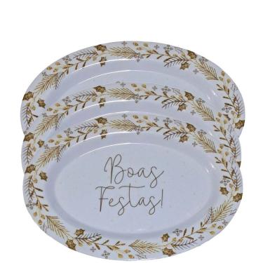 Imagem de Conjunto 3 Travessas Oval Em Melamina Boas Festas 35x25cm