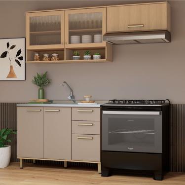 Imagem de Cozinha Compacta 100% Mdf 3 Pçs Duna Luciane Móveis Freijó-cinammon