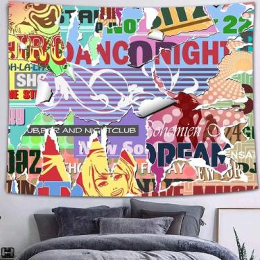 Imagem de Pôster de música retrô de tapeçaria com design boho colorido 100x150cm