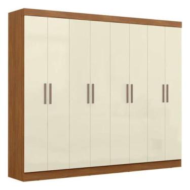 Imagem de GuardaRoupa Roupeiro Maxel Paris, 8 Portas, 4 Gavetas, 100 MDF, Cinamo