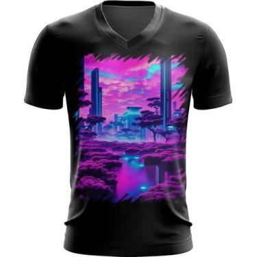 Imagem de Camiseta Gola V Landscape Futuro Vaporwave 3 - Kasubeck Store®, Baby L