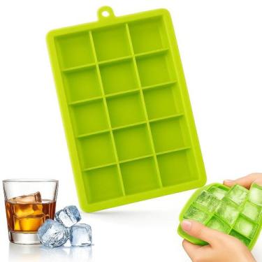 Imagem de Forma de Gelo Silicone 15 Cubos Verde Yab Bandeja Flexível Cubo Grande