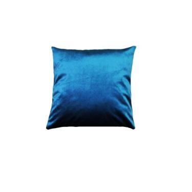 Imagem de Capas Almofadas 45x45 Tecido Veludo Cores Lisas Nallu Decor, Azul Jean