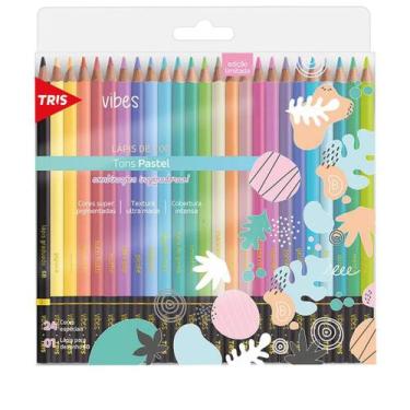 Imagem de Lápis de Cor 24 Cores  PASTEL Vibes - TRIS