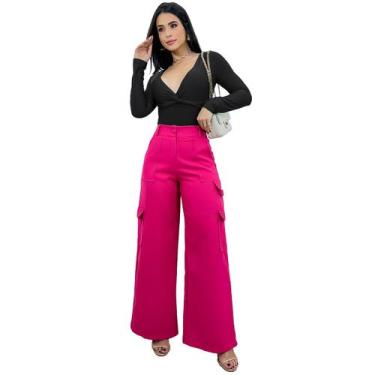 Imagem de Calça Feminina Alfaiataria Jogger Soltinha Cargo Com Bolsos - SWISS BO