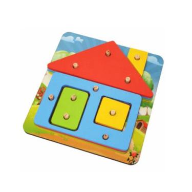 Imagem de Casinha Pedagógica Colorida Brinquedo Educativo em MDF - Maninho Brinq