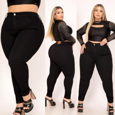 Imagem de Calça Jeans Plus size Preta tamanho 48 ao 66 Lycra cos alto - hd, 66