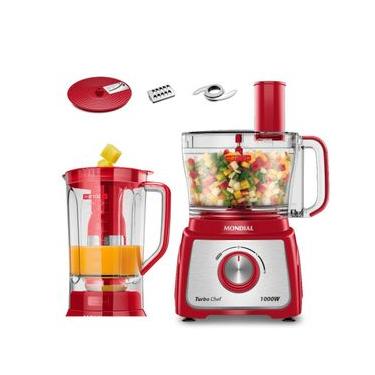 Imagem de Multiprocessador de Alimentos Mondial MPN-01-R 5 em 1 2 Velocidades 1000W Vermelho 110V