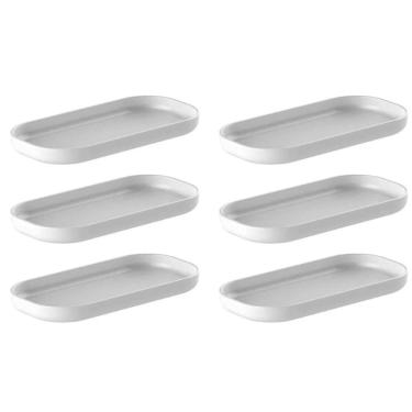 Imagem de Kit 6 Bandejas Decorativas 16x8cm Dual Branca Oval Plástica Ou Buffet Eventos