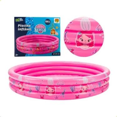 Imagem de Piscina Inflável Infantil 190L Com 3 Anéis Estampas Redonda - DM TOYS