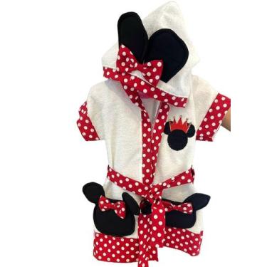Imagem de Roupão de banho Branco infantil Minnie tamanho P - Lara Tiara