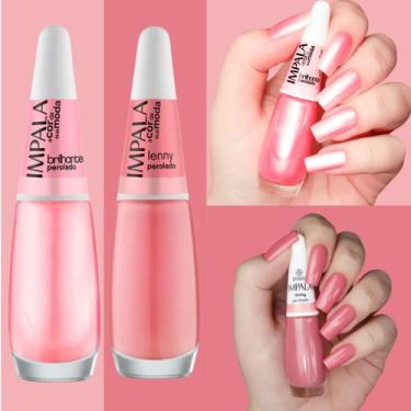 Imagem de Kit Esmaltes Impala Tons Rosas Claros Cintilantes Esmaltes Atacado 8ml