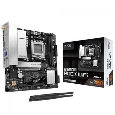 Imagem de Placa Mãe ASRock B850M Rock WiFi, Chipset B850, AMD AM5, mATX, DDR5