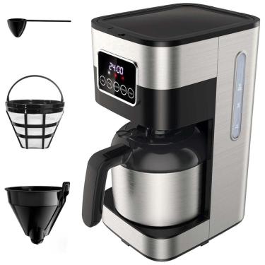 Imagem de Cafeteira Elétrica Programável 1.2L com Tela LCD e Painel de Controle, 110v, BOLY, Prateado