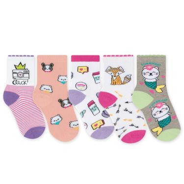 Imagem de Kit Meia Infantil Menina Selene Algodão 25-28 Sortida com 3 Pares