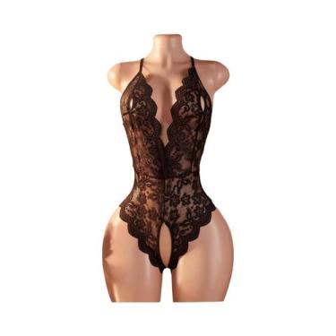 Imagem de Body Feminino Sexy Com Renda, Conjunto De Sutiã Push-up, Alças Cruzada