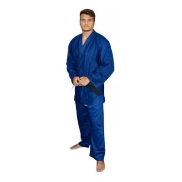Imagem de Kimono Combate Bjj Inicante Adulto Azul Com Faixa Branca Torah, Azul, 