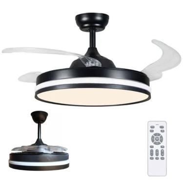 Imagem de Ventilador de Teto com Luz LED e Controle Remoto Mundo LGBT 50W 120CM 4 Pás 6 Velocidades Branco FL03 Bivolt