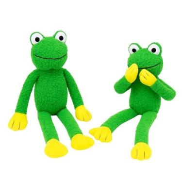 Imagem de Kit De 2 Brinquedos Pelúcia Para Cachorro Pet Mordedor Sapo Com Apito 