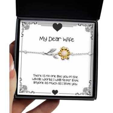 Imagem de Presentes especiais para esposa, There is no one Like You in The Whole World; I Will Never Love Anyone as, pulseira de girassol barata para esposa do marido
