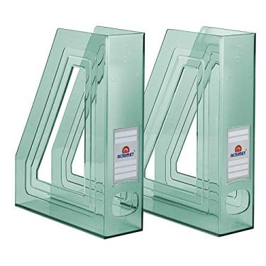 Imagem de Acrimet Porta Revistas Classic Line – Organizador para Estantes, Armários e Prateleiras, Cor Verde Clear, 2 Peças, 277.5