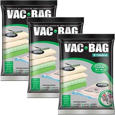 Imagem de 3 Sacos À Vácuo Vac Bag Ordene Extra Grande 80x100 Edredom