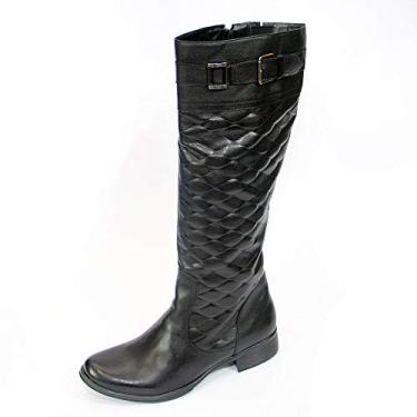 Imagem de bota feminina montaria, em legitimo couro bovino, tipo latego, forrada em tecido espumado, solado de borracha modelo 208 (39, preto)