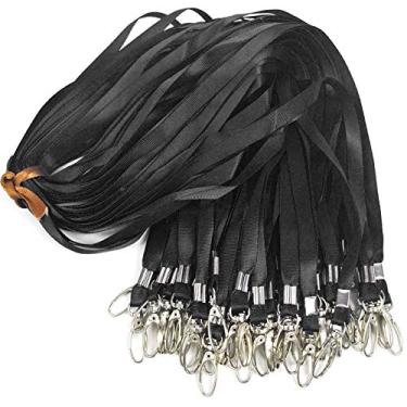 Imagem de Ollain Cordões pretos para crachás de identificação de crachás de nylon para cruzeiro, ganchos giratórios, pacote com 50