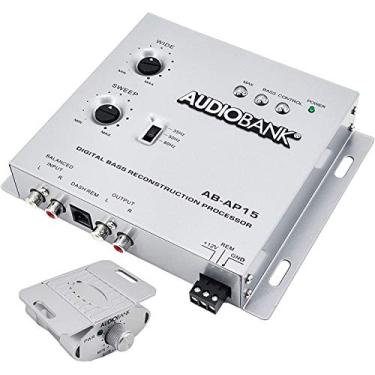 Imagem de Audiobank Processador de graves digital de áudio automotivo 1/2 Din, restauração de som e crossover para subwoofer de carro com botão de graves/nível de entrada: 15 V RMS e nível de saída: pico de 13,5 V