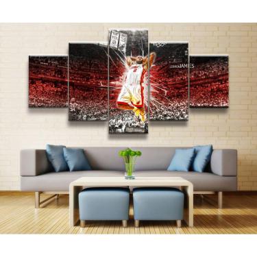 Imagem de Quadro Decorativo LeBron-James 5 peças 130x65 cm em tecido